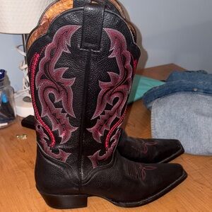 J. B. Dillon Black and Red Cowboy Boots